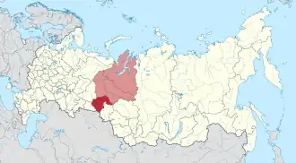 Tyumen Oblast, including the Khanty-Mansi Autonomous Okrug (pink) and Yamalo-Nenets Autonomous Okrug (pink)