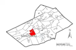 Map of Schuylkill County, Pennsylvania Highlighting Reilly Township