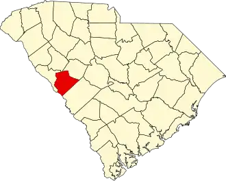 Map of South Carolina highlighting Edgefield County