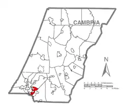Map of Cambria County, Pennsylvania highlighting Stonycreek Township