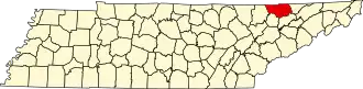 State map highlighting Claiborne County