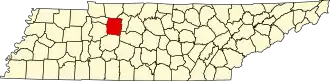 State map highlighting Dickson County