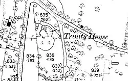 Trinity House and grounds on map of north Allesley (1884–1889)