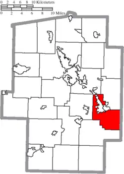 Location of Mill Township in Tuscarawas County