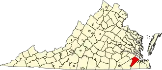 State map highlighting Isle of Wight County