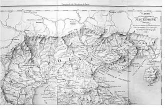 Part of Macedonia (1826). From Ευάγγ. Λιβιεράτος & Χρυσούλα Παλιαδέλη "Ευρωπαϊκή χαρτογραφία και πολιτική. ...", (European chartography and politics...), Thessaloniki, 2013, p. 141