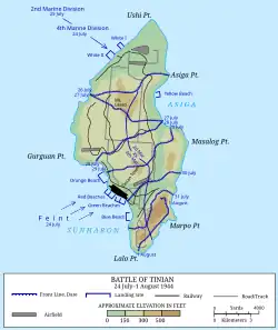 Map of the Battle of Tinian from 1944