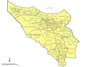Map of San Juan with Río Piedras Antiguo in the south