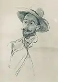 Unknown man, but possibly a portrait of Félix Bracquemond (Study for On the Terrace at Sèvres)