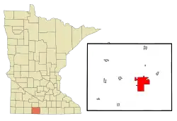 Location in Martin County and the state of Minnesota
