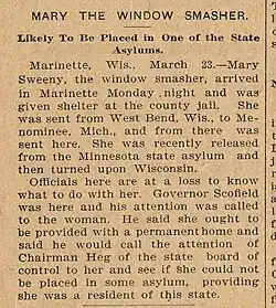 Mary Sweeny Newspaper Article - Ann Arbor Argus - March 26, 1897