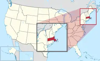 Location of Massachusetts within the United States