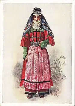 Karapapakh woman from near Kars as depicted by Max Karl Tilke (1915)