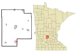 Location in Meeker County and the state of Minnesota