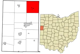 Location in Mercer County and the state of Ohio.