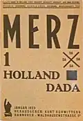 Schwitters Merz 1. - Holland Dada, 1923, printed cover of his first Merz-publication