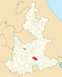 Location of the municipality in Puebla