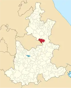 Location of the municipality in Puebla