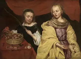 Two Girls as Saint Agnes and Saint Dorothea by Michaelina Wautier. c. 1650