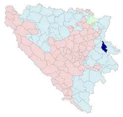 Location of Nova Kasaba within Republika Srpska (blue), Bosnia and Herzegovina