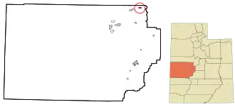 Location in Millard County and the state of Utah.