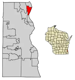 Location of Fox Point in Milwaukee County, Wisconsin.