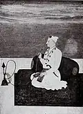 Miniature painting of Mian-Moin-ul-Mulk (Mir Mannu) smoking hookah
