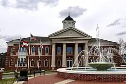 Mint Hill City Hall and fountain