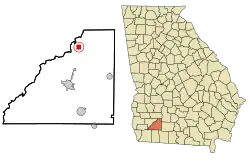 Location in Mitchell County and the state of Georgia