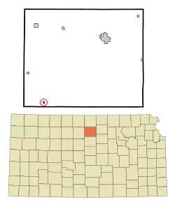 Location within Mitchell County and Kansas