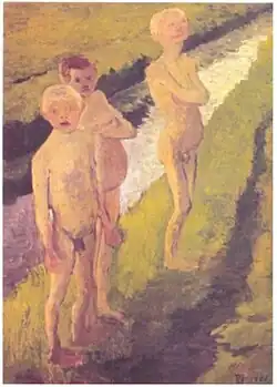 Three Boys Bathing in the canal (1900)