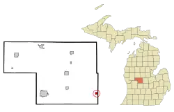 Location within Montcalm County and the state of Michigan