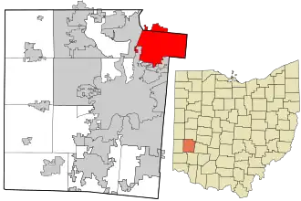 Location in Montgomery County and the state of Ohio.