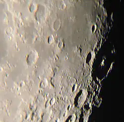 Petavius crater at the terminator, from Earth