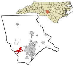 Location in Moore County and the state of North Carolina
