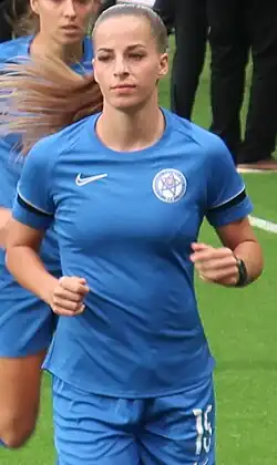 Tamara Morávková in warm-up for the Nations League match against Finland in Turku in September 2023