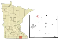 Location in Mower County and the state of Minnesota