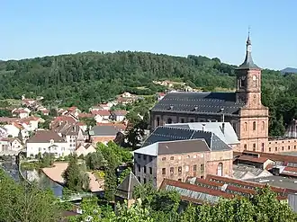View of the town center and Moyenmoutier Abbey