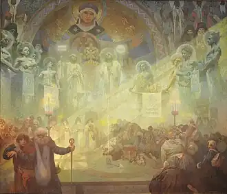 Mucha's The Slav Epic cycle No.17: The Holy Mount Athos (1926)
