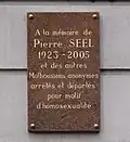 Memorial plate on a façade of the Mulhouse City Theatre