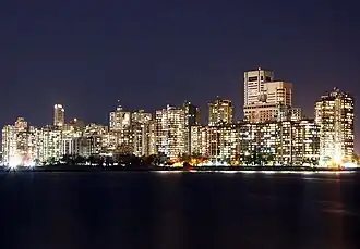 Night-time skyline of Downtown Mumbai at Nariman Point