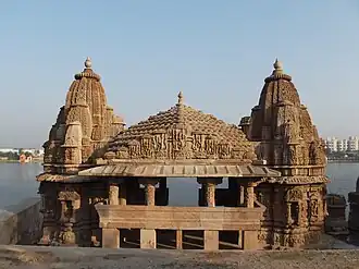Shrine on the banks of Munsar Lake, Viramgam