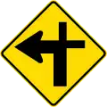 Priority road turns left