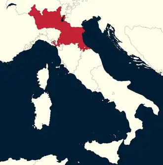 Northern Italy in 1803 (borders between Italy and France are not accurate)