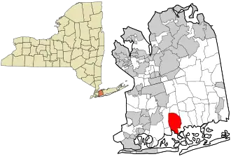 Location in Nassau County and the state of New York.