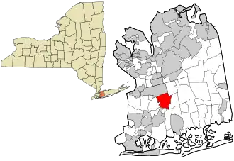 Location in Nassau County and the state of New York.