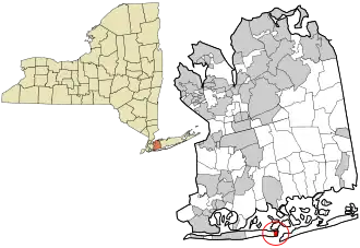 Location in Nassau County and the state of New York.