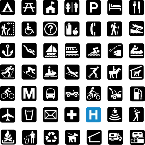 Image 52Graphic symbols are often functionalist and anonymous, as these pictographs from the US National Park Service illustrate. (from Graphic design)
