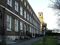 A row of brick-built terraced houses