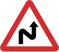 B12: Double curve ahead first to the right